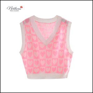 Girl's V-Neck Sweater Vest Sleeveless Pullover Knit Top